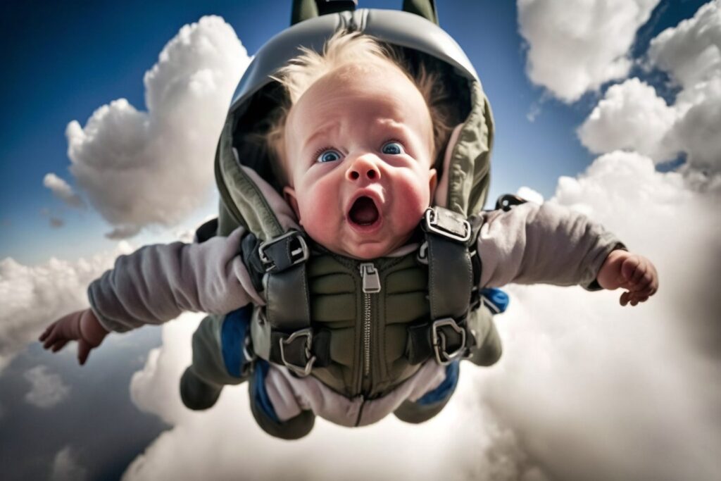 Created by AI: Concept of Babies Skydiving - Netizens VN