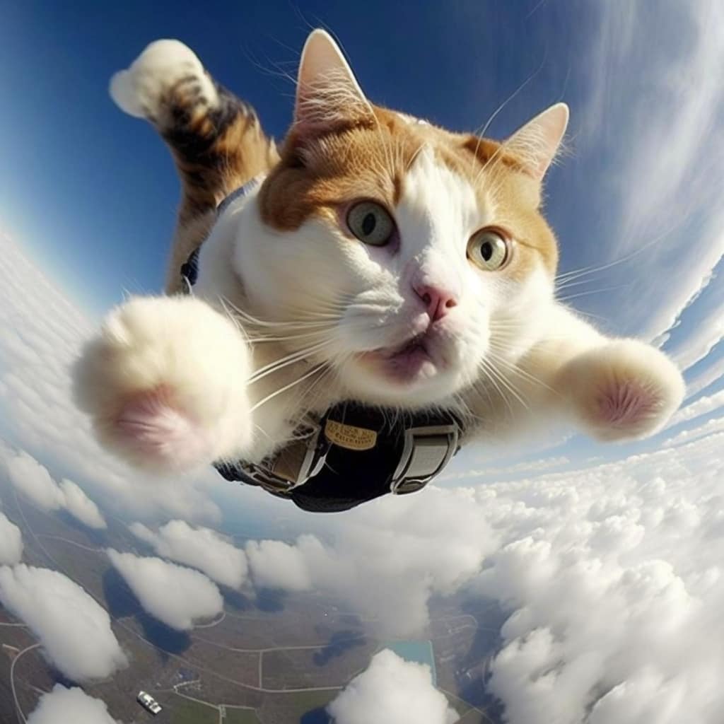 The image is especially interesting when animals skydiving