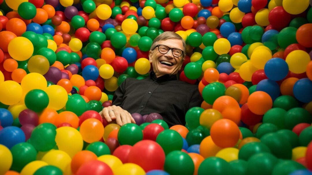 world leaders and businessmen playing in a ball pit