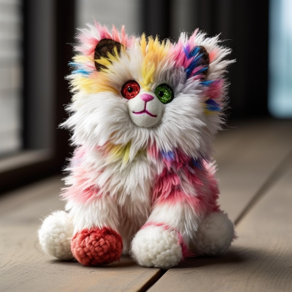 Colorful stuffed dogs and cats