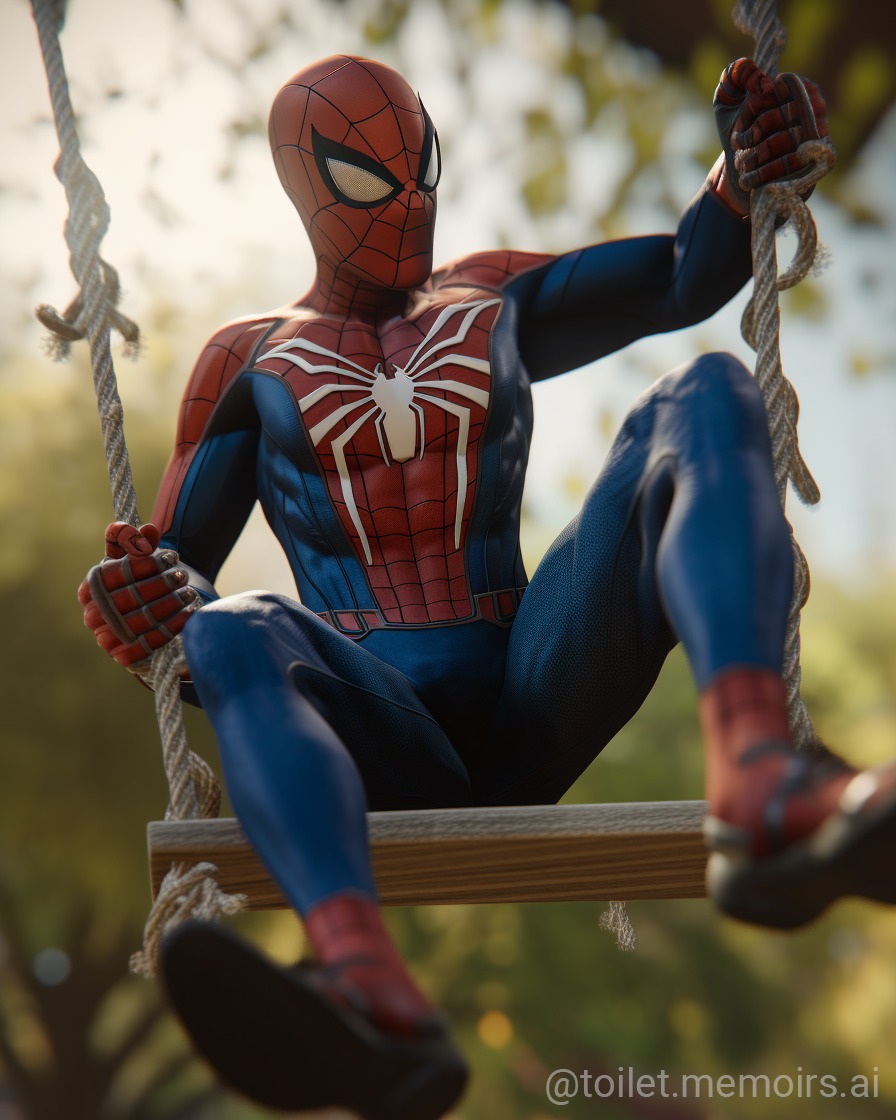 Marvels sitting on swings